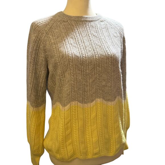 Design History 100% Cashmere Dip Dye Ombre Sweater, Gray To Yellow, Size Medium - Picture 2 of 6